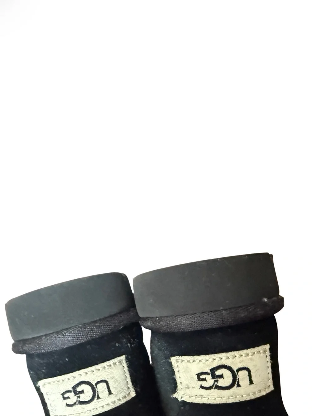 UGG Kids Jon’s Short Plush Boot - Black Suede-Size 8